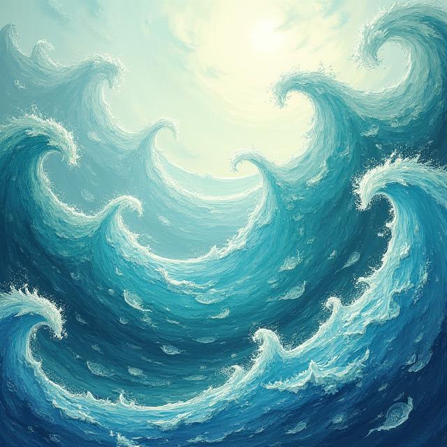 Disegno astratto con onde e creature marine della collezione Sirene